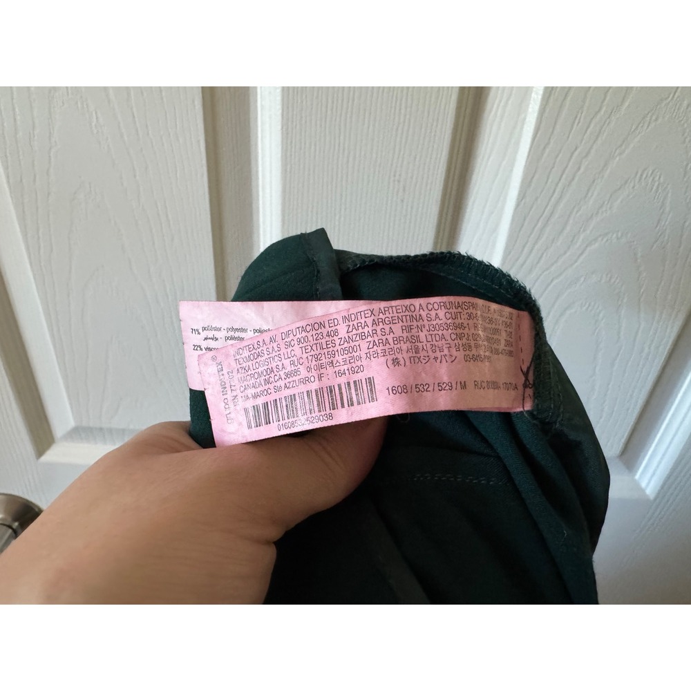 Zara Trousers Women Medium Green High Waisted Tapered Dress Pants 1608/532/529 - Picture 9 of 11